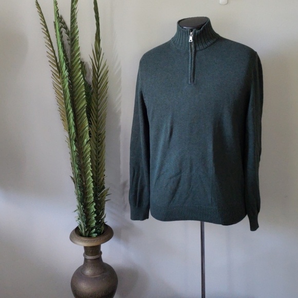 Merona 1/4 zip hunter green long sleeve sweater - Picture 1 of 2